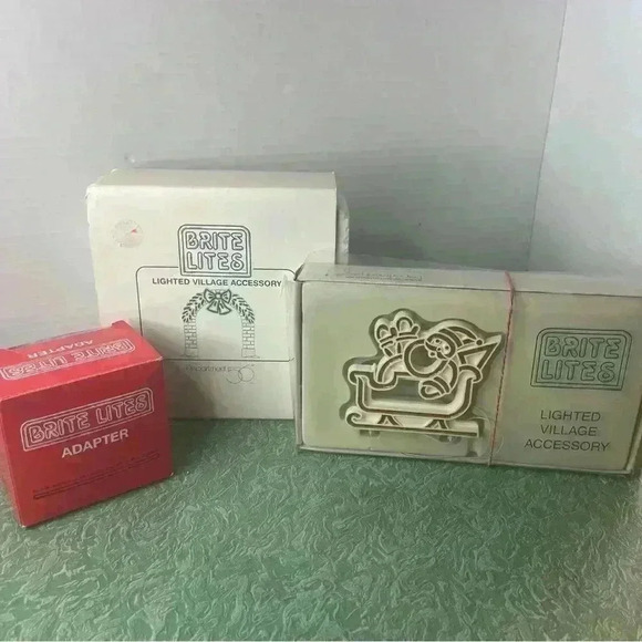 VTG Department 56 BRITE LITES Santa On Sleigh, Lighted Arch, Adapter LOT Works - Picture 1 of 15